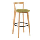 Industrial Style Bar-stool Round Seat with Low Back Wooden Legs for Kitchen Bar Green 1 Piece Clearhalo 'Bar Furniture' 'Bar Stools' 'bar_stools' 'furn' 'furn_bar_stools' 'furniture_bar_stools' 'Kitchen & Dining Furniture' 'kitchen&dining_furn' 'kitchen' 'kitchen_furn' Furniture' 4571557