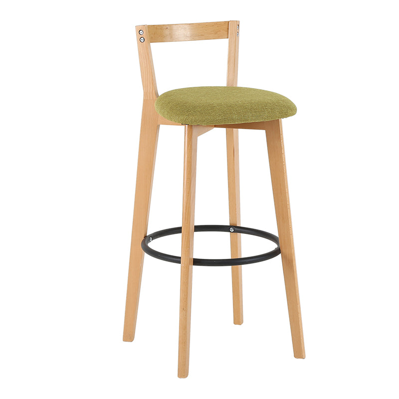 Industrial Style Bar-stool Round Seat with Low Back Wooden Legs for Kitchen Bar Green 1 Piece Clearhalo 'Bar Furniture' 'Bar Stools' 'bar_stools' 'furn' 'furn_bar_stools' 'furniture_bar_stools' 'Kitchen & Dining Furniture' 'kitchen&dining_furn' 'kitchen' 'kitchen_furn' Furniture' 4571557