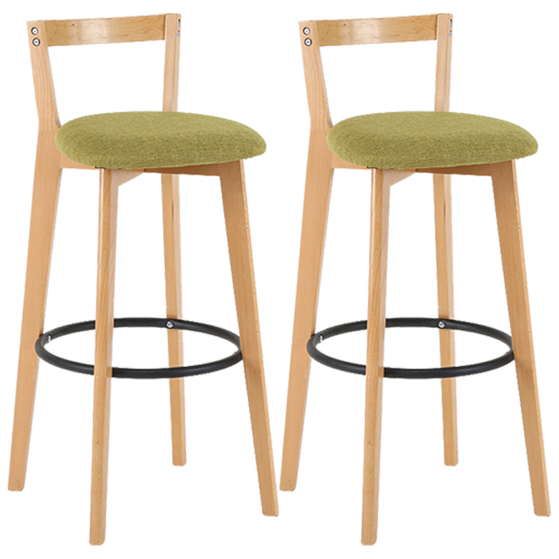 Industrial Style Bar-stool Round Seat with Low Back Wooden Legs for Kitchen Bar Green 2 Piece Set Clearhalo 'Bar Furniture' 'Bar Stools' 'bar_stools' 'furn' 'furn_bar_stools' 'furniture_bar_stools' 'Kitchen & Dining Furniture' 'kitchen&dining_furn' 'kitchen' 'kitchen_furn' Furniture' 4571558