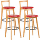 Industrial Style Bar-stool Round Seat with Low Back Wooden Legs for Kitchen Bar Red 4 Piece Set Clearhalo 'Bar Furniture' 'Bar Stools' 'bar_stools' 'furn' 'furn_bar_stools' 'furniture_bar_stools' 'Kitchen & Dining Furniture' 'kitchen&dining_furn' 'kitchen' 'kitchen_furn' Furniture' 4571560