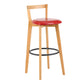 Industrial Style Bar-stool Round Seat with Low Back Wooden Legs for Kitchen Bar Red 1 Piece Clearhalo 'Bar Furniture' 'Bar Stools' 'bar_stools' 'furn' 'furn_bar_stools' 'furniture_bar_stools' 'Kitchen & Dining Furniture' 'kitchen&dining_furn' 'kitchen' 'kitchen_furn' Furniture' 4571562