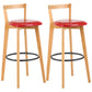 Industrial Style Bar-stool Round Seat with Low Back Wooden Legs for Kitchen Bar Red 2 Piece Set Clearhalo 'Bar Furniture' 'Bar Stools' 'bar_stools' 'furn' 'furn_bar_stools' 'furniture_bar_stools' 'Kitchen & Dining Furniture' 'kitchen&dining_furn' 'kitchen' 'kitchen_furn' Furniture' 4571563
