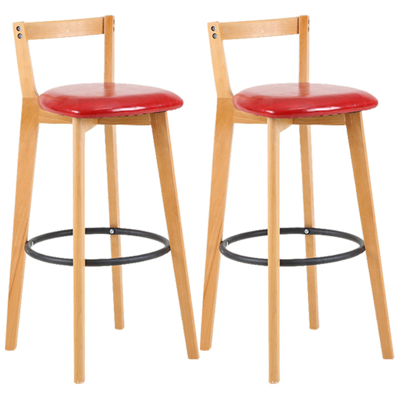 Industrial Style Bar-stool Round Seat with Low Back Wooden Legs for Kitchen Bar Red 2 Piece Set Clearhalo 'Bar Furniture' 'Bar Stools' 'bar_stools' 'furn' 'furn_bar_stools' 'furniture_bar_stools' 'Kitchen & Dining Furniture' 'kitchen&dining_furn' 'kitchen' 'kitchen_furn' Furniture' 4571563