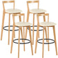Industrial Style Bar-stool Round Seat with Low Back Wooden Legs for Kitchen Bar Off-White 4 Piece Set Clearhalo 'Bar Furniture' 'Bar Stools' 'bar_stools' 'furn' 'furn_bar_stools' 'furniture_bar_stools' 'Kitchen & Dining Furniture' 'kitchen&dining_furn' 'kitchen' 'kitchen_furn' Furniture' 4571564