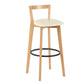 Industrial Style Bar-stool Round Seat with Low Back Wooden Legs for Kitchen Bar Off-White 1 Piece Clearhalo 'Bar Furniture' 'Bar Stools' 'bar_stools' 'furn' 'furn_bar_stools' 'furniture_bar_stools' 'Kitchen & Dining Furniture' 'kitchen&dining_furn' 'kitchen' 'kitchen_furn' Furniture' 4571565