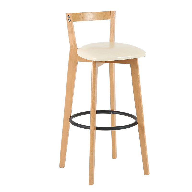 Industrial Style Bar-stool Round Seat with Low Back Wooden Legs for Kitchen Bar Off-White 1 Piece Clearhalo 'Bar Furniture' 'Bar Stools' 'bar_stools' 'furn' 'furn_bar_stools' 'furniture_bar_stools' 'Kitchen & Dining Furniture' 'kitchen&dining_furn' 'kitchen' 'kitchen_furn' Furniture' 4571565