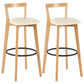 Industrial Style Bar-stool Round Seat with Low Back Wooden Legs for Kitchen Bar Off-White 2 Piece Set Clearhalo 'Bar Furniture' 'Bar Stools' 'bar_stools' 'furn' 'furn_bar_stools' 'furniture_bar_stools' 'Kitchen & Dining Furniture' 'kitchen&dining_furn' 'kitchen' 'kitchen_furn' Furniture' 4571566
