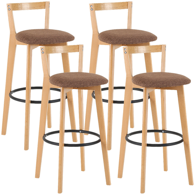 Industrial Style Bar-stool Round Seat with Low Back Wooden Legs for Kitchen Bar Coffee 4 Piece Set Clearhalo 'Bar Furniture' 'Bar Stools' 'bar_stools' 'furn' 'furn_bar_stools' 'furniture_bar_stools' 'Kitchen & Dining Furniture' 'kitchen&dining_furn' 'kitchen' 'kitchen_furn' Furniture' 4571567