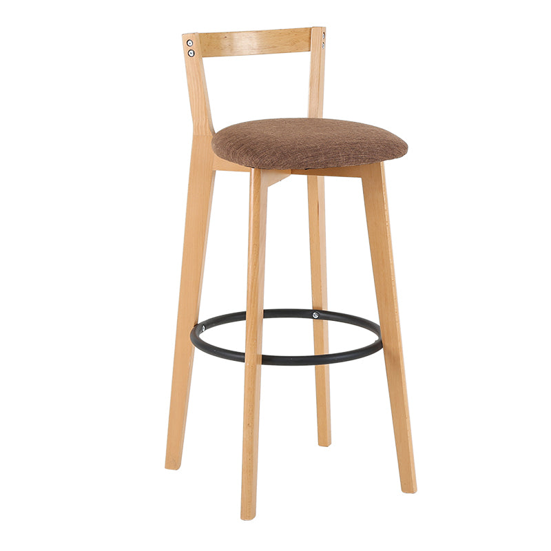 Industrial Style Bar-stool Round Seat with Low Back Wooden Legs for Kitchen Bar Coffee 1 Piece Clearhalo 'Bar Furniture' 'Bar Stools' 'bar_stools' 'furn' 'furn_bar_stools' 'furniture_bar_stools' 'Kitchen & Dining Furniture' 'kitchen&dining_furn' 'kitchen' 'kitchen_furn' Furniture' 4571568