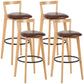 Industrial Style Bar-stool Round Seat with Low Back Wooden Legs for Kitchen Bar Brown 4 Piece Set Clearhalo 'Bar Furniture' 'Bar Stools' 'bar_stools' 'furn' 'furn_bar_stools' 'furniture_bar_stools' 'Kitchen & Dining Furniture' 'kitchen&dining_furn' 'kitchen' 'kitchen_furn' Furniture' 4571570