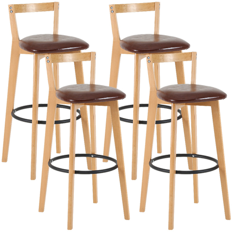 Industrial Style Bar-stool Round Seat with Low Back Wooden Legs for Kitchen Bar Brown 4 Piece Set Clearhalo 'Bar Furniture' 'Bar Stools' 'bar_stools' 'furn' 'furn_bar_stools' 'furniture_bar_stools' 'Kitchen & Dining Furniture' 'kitchen&dining_furn' 'kitchen' 'kitchen_furn' Furniture' 4571570