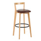 Industrial Style Bar-stool Round Seat with Low Back Wooden Legs for Kitchen Bar Brown 1 Piece Clearhalo 'Bar Furniture' 'Bar Stools' 'bar_stools' 'furn' 'furn_bar_stools' 'furniture_bar_stools' 'Kitchen & Dining Furniture' 'kitchen&dining_furn' 'kitchen' 'kitchen_furn' Furniture' 4571571
