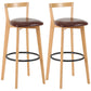 Industrial Style Bar-stool Round Seat with Low Back Wooden Legs for Kitchen Bar Brown 2 Piece Set Clearhalo 'Bar Furniture' 'Bar Stools' 'bar_stools' 'furn' 'furn_bar_stools' 'furniture_bar_stools' 'Kitchen & Dining Furniture' 'kitchen&dining_furn' 'kitchen' 'kitchen_furn' Furniture' 4571572