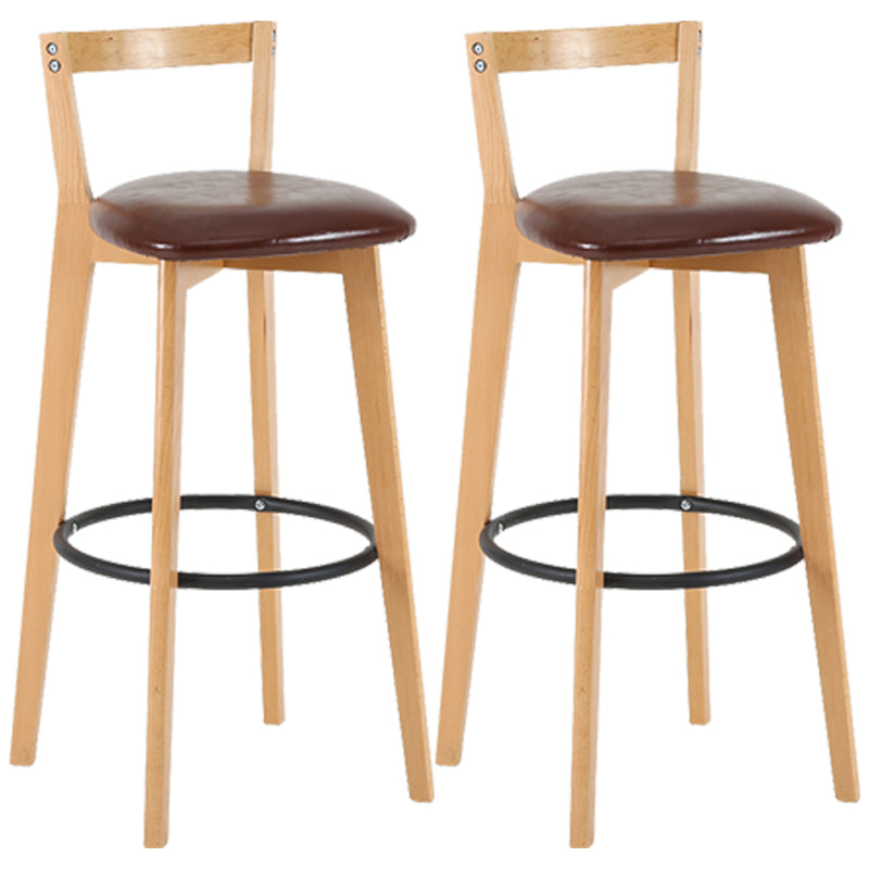 Industrial Style Bar-stool Round Seat with Low Back Wooden Legs for Kitchen Bar Brown 2 Piece Set Clearhalo 'Bar Furniture' 'Bar Stools' 'bar_stools' 'furn' 'furn_bar_stools' 'furniture_bar_stools' 'Kitchen & Dining Furniture' 'kitchen&dining_furn' 'kitchen' 'kitchen_furn' Furniture' 4571572