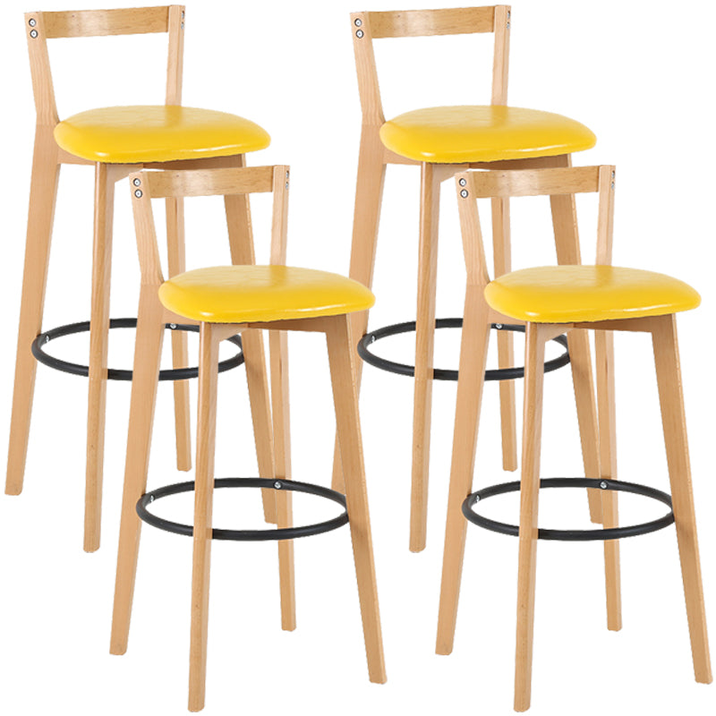 Industrial Style Bar-stool Round Seat with Low Back Wooden Legs for Kitchen Bar Yellow 4 Piece Set Clearhalo 'Bar Furniture' 'Bar Stools' 'bar_stools' 'furn' 'furn_bar_stools' 'furniture_bar_stools' 'Kitchen & Dining Furniture' 'kitchen&dining_furn' 'kitchen' 'kitchen_furn' Furniture' 4571573