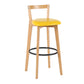 Industrial Style Bar-stool Round Seat with Low Back Wooden Legs for Kitchen Bar Yellow 1 Piece Clearhalo 'Bar Furniture' 'Bar Stools' 'bar_stools' 'furn' 'furn_bar_stools' 'furniture_bar_stools' 'Kitchen & Dining Furniture' 'kitchen&dining_furn' 'kitchen' 'kitchen_furn' Furniture' 4571574