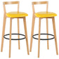Industrial Style Bar-stool Round Seat with Low Back Wooden Legs for Kitchen Bar Yellow 2 Piece Set Clearhalo 'Bar Furniture' 'Bar Stools' 'bar_stools' 'furn' 'furn_bar_stools' 'furniture_bar_stools' 'Kitchen & Dining Furniture' 'kitchen&dining_furn' 'kitchen' 'kitchen_furn' Furniture' 4571575