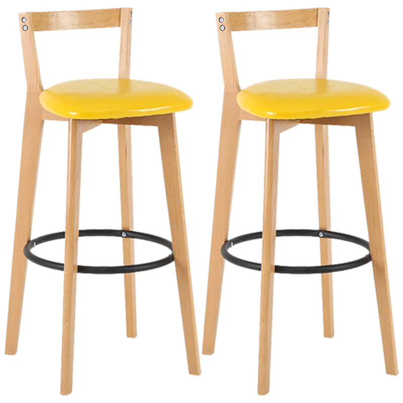 Industrial Style Bar-stool Round Seat with Low Back Wooden Legs for Kitchen Bar Yellow 2 Piece Set Clearhalo 'Bar Furniture' 'Bar Stools' 'bar_stools' 'furn' 'furn_bar_stools' 'furniture_bar_stools' 'Kitchen & Dining Furniture' 'kitchen&dining_furn' 'kitchen' 'kitchen_furn' Furniture' 4571575