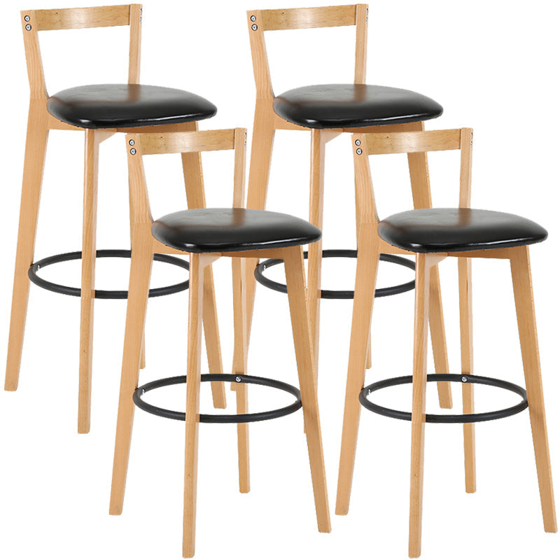 Industrial Style Bar-stool Round Seat with Low Back Wooden Legs for Kitchen Bar Black 4 Piece Set Clearhalo 'Bar Furniture' 'Bar Stools' 'bar_stools' 'furn' 'furn_bar_stools' 'furniture_bar_stools' 'Kitchen & Dining Furniture' 'kitchen&dining_furn' 'kitchen' 'kitchen_furn' Furniture' 4571576