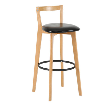 Industrial Style Bar-stool Round Seat with Low Back Wooden Legs for Kitchen Bar Black 1 Piece Clearhalo 'Bar Furniture' 'Bar Stools' 'bar_stools' 'furn' 'furn_bar_stools' 'furniture_bar_stools' 'Kitchen & Dining Furniture' 'kitchen&dining_furn' 'kitchen' 'kitchen_furn' Furniture' 4571577