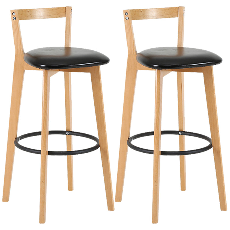 Industrial Style Bar-stool Round Seat with Low Back Wooden Legs for Kitchen Bar Black 2 Piece Set Clearhalo 'Bar Furniture' 'Bar Stools' 'bar_stools' 'furn' 'furn_bar_stools' 'furniture_bar_stools' 'Kitchen & Dining Furniture' 'kitchen&dining_furn' 'kitchen' 'kitchen_furn' Furniture' 4571578