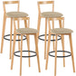 Industrial Style Bar-stool Round Seat with Low Back Wooden Legs for Kitchen Bar Khaki 4 Piece Set Clearhalo 'Bar Furniture' 'Bar Stools' 'bar_stools' 'furn' 'furn_bar_stools' 'furniture_bar_stools' 'Kitchen & Dining Furniture' 'kitchen&dining_furn' 'kitchen' 'kitchen_furn' Furniture' 4571579