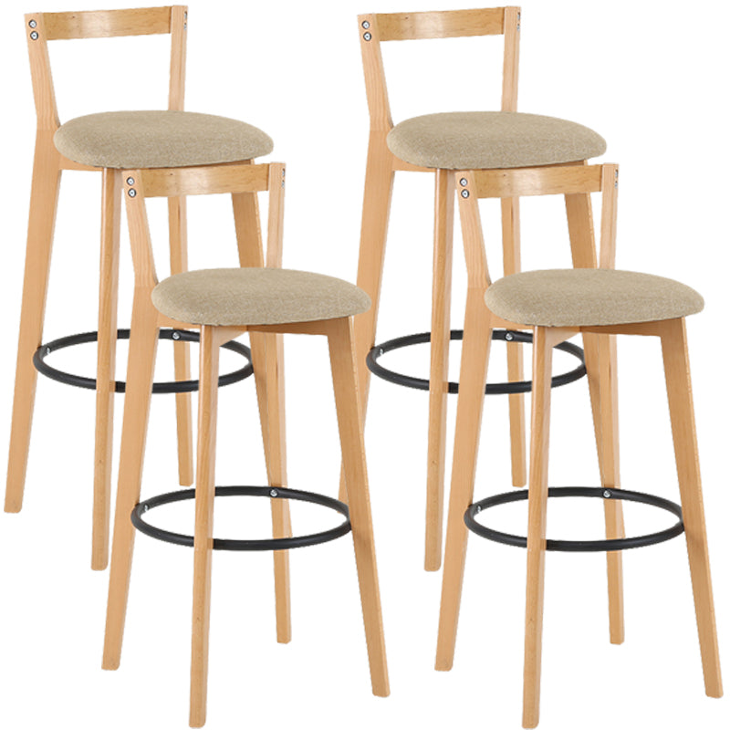 Industrial Style Bar-stool Round Seat with Low Back Wooden Legs for Kitchen Bar Khaki 4 Piece Set Clearhalo 'Bar Furniture' 'Bar Stools' 'bar_stools' 'furn' 'furn_bar_stools' 'furniture_bar_stools' 'Kitchen & Dining Furniture' 'kitchen&dining_furn' 'kitchen' 'kitchen_furn' Furniture' 4571579