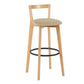 Industrial Style Bar-stool Round Seat with Low Back Wooden Legs for Kitchen Bar Khaki 1 Piece Clearhalo 'Bar Furniture' 'Bar Stools' 'bar_stools' 'furn' 'furn_bar_stools' 'furniture_bar_stools' 'Kitchen & Dining Furniture' 'kitchen&dining_furn' 'kitchen' 'kitchen_furn' Furniture' 4571580