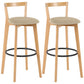 Industrial Style Bar-stool Round Seat with Low Back Wooden Legs for Kitchen Bar Khaki 2 Piece Set Clearhalo 'Bar Furniture' 'Bar Stools' 'bar_stools' 'furn' 'furn_bar_stools' 'furniture_bar_stools' 'Kitchen & Dining Furniture' 'kitchen&dining_furn' 'kitchen' 'kitchen_furn' Furniture' 4571581