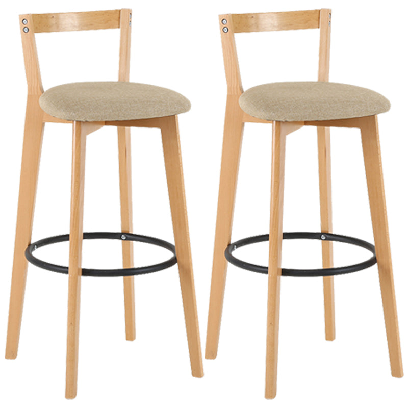 Industrial Style Bar-stool Round Seat with Low Back Wooden Legs for Kitchen Bar Khaki 2 Piece Set Clearhalo 'Bar Furniture' 'Bar Stools' 'bar_stools' 'furn' 'furn_bar_stools' 'furniture_bar_stools' 'Kitchen & Dining Furniture' 'kitchen&dining_furn' 'kitchen' 'kitchen_furn' Furniture' 4571581
