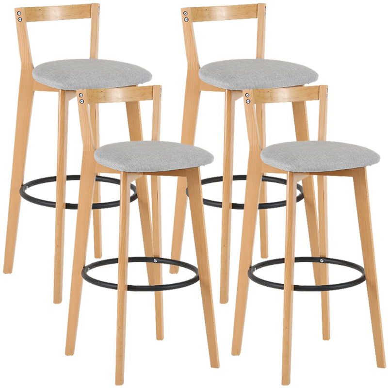 Industrial Style Bar-stool Round Seat with Low Back Wooden Legs for Kitchen Bar Light Gray 4 Piece Set Clearhalo 'Bar Furniture' 'Bar Stools' 'bar_stools' 'furn' 'furn_bar_stools' 'furniture_bar_stools' 'Kitchen & Dining Furniture' 'kitchen&dining_furn' 'kitchen' 'kitchen_furn' Furniture' 4571582