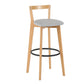 Industrial Style Bar-stool Round Seat with Low Back Wooden Legs for Kitchen Bar Light Gray 1 Piece Clearhalo 'Bar Furniture' 'Bar Stools' 'bar_stools' 'furn' 'furn_bar_stools' 'furniture_bar_stools' 'Kitchen & Dining Furniture' 'kitchen&dining_furn' 'kitchen' 'kitchen_furn' Furniture' 4571583