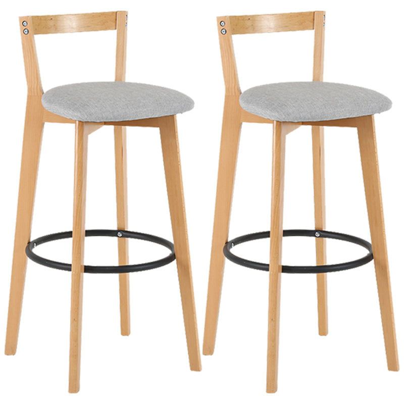 Industrial Style Bar-stool Round Seat with Low Back Wooden Legs for Kitchen Bar Light Gray 2 Piece Set Clearhalo 'Bar Furniture' 'Bar Stools' 'bar_stools' 'furn' 'furn_bar_stools' 'furniture_bar_stools' 'Kitchen & Dining Furniture' 'kitchen&dining_furn' 'kitchen' 'kitchen_furn' Furniture' 4571584