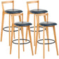 Industrial Style Bar-stool Round Seat with Low Back Wooden Legs for Kitchen Bar Dark Blue 4 Piece Set Clearhalo 'Bar Furniture' 'Bar Stools' 'bar_stools' 'furn' 'furn_bar_stools' 'furniture_bar_stools' 'Kitchen & Dining Furniture' 'kitchen&dining_furn' 'kitchen' 'kitchen_furn' Furniture' 4571585