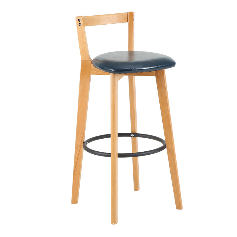 Industrial Style Bar-stool Round Seat with Low Back Wooden Legs for Kitchen Bar Dark Blue 1 Piece Clearhalo 'Bar Furniture' 'Bar Stools' 'bar_stools' 'furn' 'furn_bar_stools' 'furniture_bar_stools' 'Kitchen & Dining Furniture' 'kitchen&dining_furn' 'kitchen' 'kitchen_furn' Furniture' 4571586