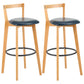 Industrial Style Bar-stool Round Seat with Low Back Wooden Legs for Kitchen Bar Dark Blue 2 Piece Set Clearhalo 'Bar Furniture' 'Bar Stools' 'bar_stools' 'furn' 'furn_bar_stools' 'furniture_bar_stools' 'Kitchen & Dining Furniture' 'kitchen&dining_furn' 'kitchen' 'kitchen_furn' Furniture' 4571587