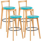 Industrial Style Bar-stool Round Seat with Low Back Wooden Legs for Kitchen Bar Light Blue 4 Piece Set Clearhalo 'Bar Furniture' 'Bar Stools' 'bar_stools' 'furn' 'furn_bar_stools' 'furniture_bar_stools' 'Kitchen & Dining Furniture' 'kitchen&dining_furn' 'kitchen' 'kitchen_furn' Furniture' 4571588