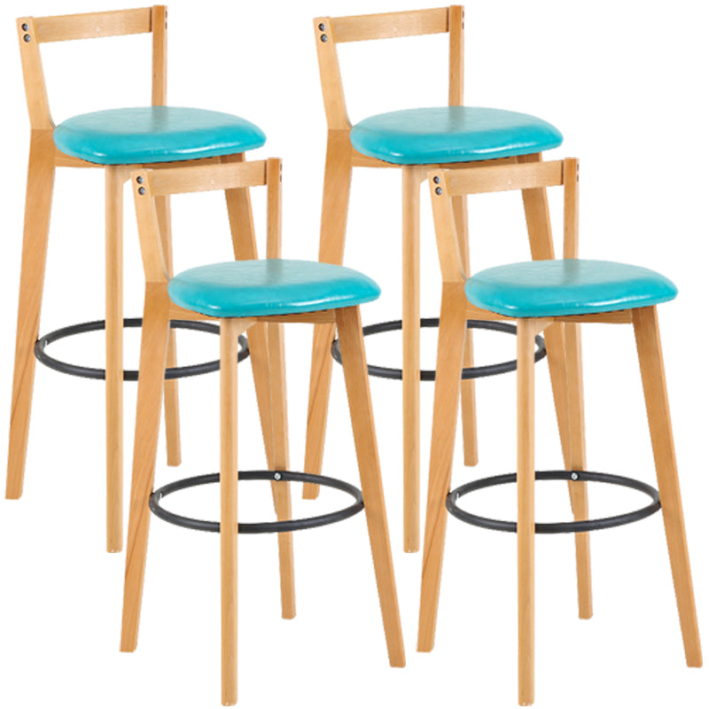 Industrial Style Bar-stool Round Seat with Low Back Wooden Legs for Kitchen Bar Light Blue 4 Piece Set Clearhalo 'Bar Furniture' 'Bar Stools' 'bar_stools' 'furn' 'furn_bar_stools' 'furniture_bar_stools' 'Kitchen & Dining Furniture' 'kitchen&dining_furn' 'kitchen' 'kitchen_furn' Furniture' 4571588