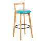 Industrial Style Bar-stool Round Seat with Low Back Wooden Legs for Kitchen Bar Light Blue 1 Piece Clearhalo 'Bar Furniture' 'Bar Stools' 'bar_stools' 'furn' 'furn_bar_stools' 'furniture_bar_stools' 'Kitchen & Dining Furniture' 'kitchen&dining_furn' 'kitchen' 'kitchen_furn' Furniture' 4571589