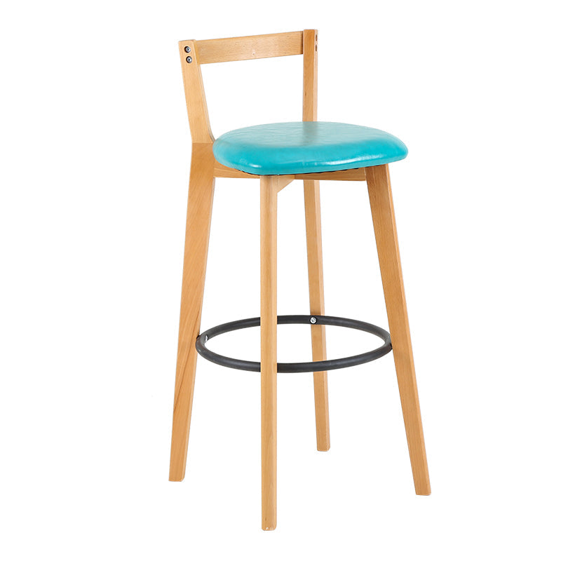 Industrial Style Bar-stool Round Seat with Low Back Wooden Legs for Kitchen Bar Light Blue 1 Piece Clearhalo 'Bar Furniture' 'Bar Stools' 'bar_stools' 'furn' 'furn_bar_stools' 'furniture_bar_stools' 'Kitchen & Dining Furniture' 'kitchen&dining_furn' 'kitchen' 'kitchen_furn' Furniture' 4571589