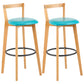Industrial Style Bar-stool Round Seat with Low Back Wooden Legs for Kitchen Bar Light Blue 2 Piece Set Clearhalo 'Bar Furniture' 'Bar Stools' 'bar_stools' 'furn' 'furn_bar_stools' 'furniture_bar_stools' 'Kitchen & Dining Furniture' 'kitchen&dining_furn' 'kitchen' 'kitchen_furn' Furniture' 4571590
