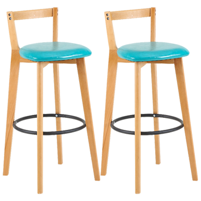 Industrial Style Bar-stool Round Seat with Low Back Wooden Legs for Kitchen Bar Light Blue 2 Piece Set Clearhalo 'Bar Furniture' 'Bar Stools' 'bar_stools' 'furn' 'furn_bar_stools' 'furniture_bar_stools' 'Kitchen & Dining Furniture' 'kitchen&dining_furn' 'kitchen' 'kitchen_furn' Furniture' 4571590