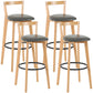 Industrial Style Bar-stool Round Seat with Low Back Wooden Legs for Kitchen Bar Grey 4 Piece Set Clearhalo 'Bar Furniture' 'Bar Stools' 'bar_stools' 'furn' 'furn_bar_stools' 'furniture_bar_stools' 'Kitchen & Dining Furniture' 'kitchen&dining_furn' 'kitchen' 'kitchen_furn' Furniture' 4571591