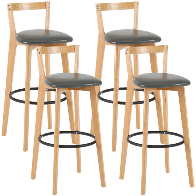 Industrial Style Bar-stool Round Seat with Low Back Wooden Legs for Kitchen Bar Grey 4 Piece Set Clearhalo 'Bar Furniture' 'Bar Stools' 'bar_stools' 'furn' 'furn_bar_stools' 'furniture_bar_stools' 'Kitchen & Dining Furniture' 'kitchen&dining_furn' 'kitchen' 'kitchen_furn' Furniture' 4571591