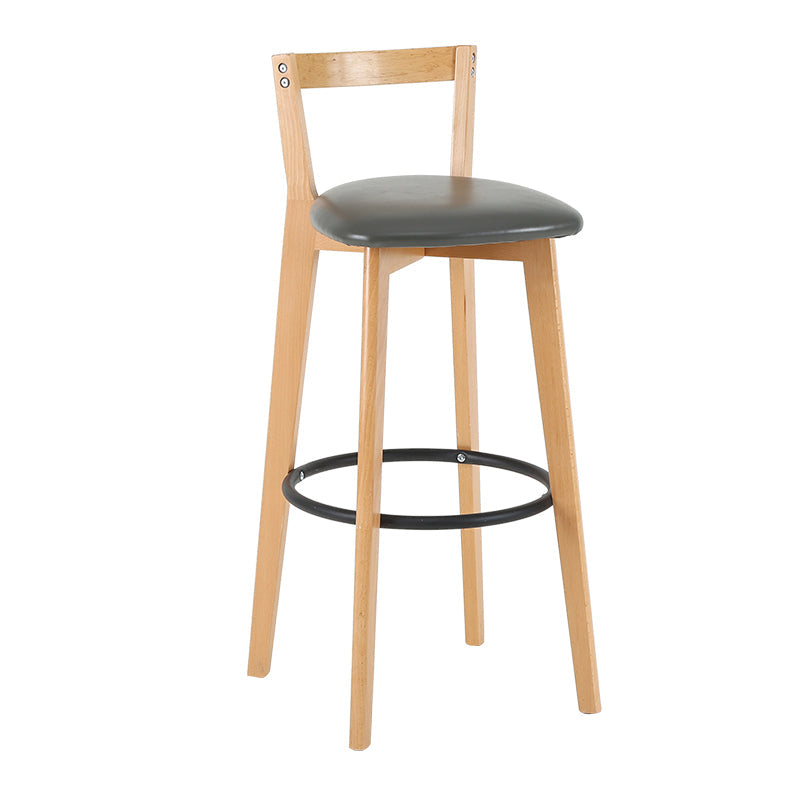 Industrial Style Bar-stool Round Seat with Low Back Wooden Legs for Kitchen Bar Grey 1 Piece Clearhalo 'Bar Furniture' 'Bar Stools' 'bar_stools' 'furn' 'furn_bar_stools' 'furniture_bar_stools' 'Kitchen & Dining Furniture' 'kitchen&dining_furn' 'kitchen' 'kitchen_furn' Furniture' 4571592