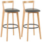 Industrial Style Bar-stool Round Seat with Low Back Wooden Legs for Kitchen Bar Grey 2 Piece Set Clearhalo 'Bar Furniture' 'Bar Stools' 'bar_stools' 'furn' 'furn_bar_stools' 'furniture_bar_stools' 'Kitchen & Dining Furniture' 'kitchen&dining_furn' 'kitchen' 'kitchen_furn' Furniture' 4571593