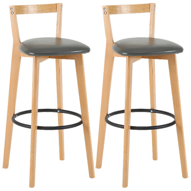 Industrial Style Bar-stool Round Seat with Low Back Wooden Legs for Kitchen Bar Grey 2 Piece Set Clearhalo 'Bar Furniture' 'Bar Stools' 'bar_stools' 'furn' 'furn_bar_stools' 'furniture_bar_stools' 'Kitchen & Dining Furniture' 'kitchen&dining_furn' 'kitchen' 'kitchen_furn' Furniture' 4571593