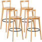 Industrial Style Bar-stool Round Seat with Low Back Wooden Legs for Kitchen Bar Natural 4 Piece Set Clearhalo 'Bar Furniture' 'Bar Stools' 'bar_stools' 'furn' 'furn_bar_stools' 'furniture_bar_stools' 'Kitchen & Dining Furniture' 'kitchen&dining_furn' 'kitchen' 'kitchen_furn' Furniture' 4571594