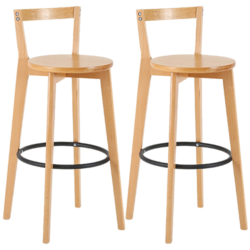 Industrial Style Bar-stool Round Seat with Low Back Wooden Legs for Kitchen Bar Natural 2 Piece Set Clearhalo 'Bar Furniture' 'Bar Stools' 'bar_stools' 'furn' 'furn_bar_stools' 'furniture_bar_stools' 'Kitchen & Dining Furniture' 'kitchen&dining_furn' 'kitchen' 'kitchen_furn' Furniture' 4571596