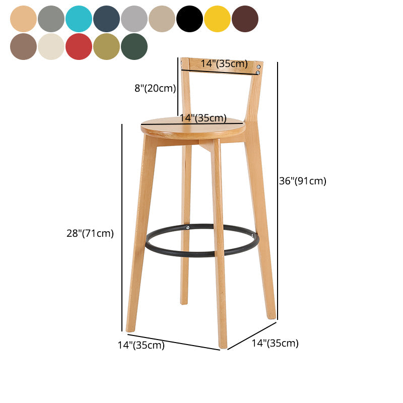 Industrial Style Bar-stool Round Seat with Low Back Wooden Legs for Kitchen Bar Clearhalo 'Bar Furniture' 'Bar Stools' 'bar_stools' 'furn' 'furn_bar_stools' 'furniture_bar_stools' 'Kitchen & Dining Furniture' 'kitchen&dining_furn' 'kitchen' 'kitchen_furn' Furniture' 4571597
